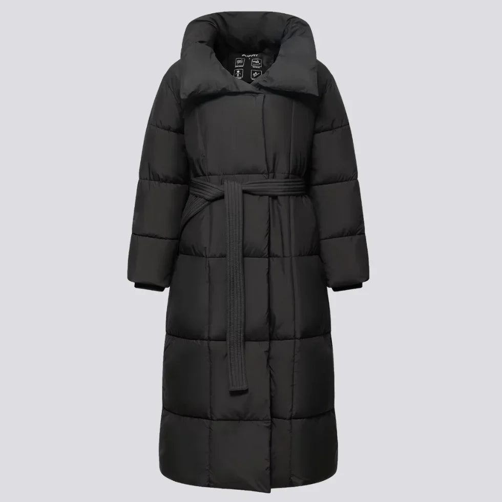 Dames Lange Winterjas Met Riem 1