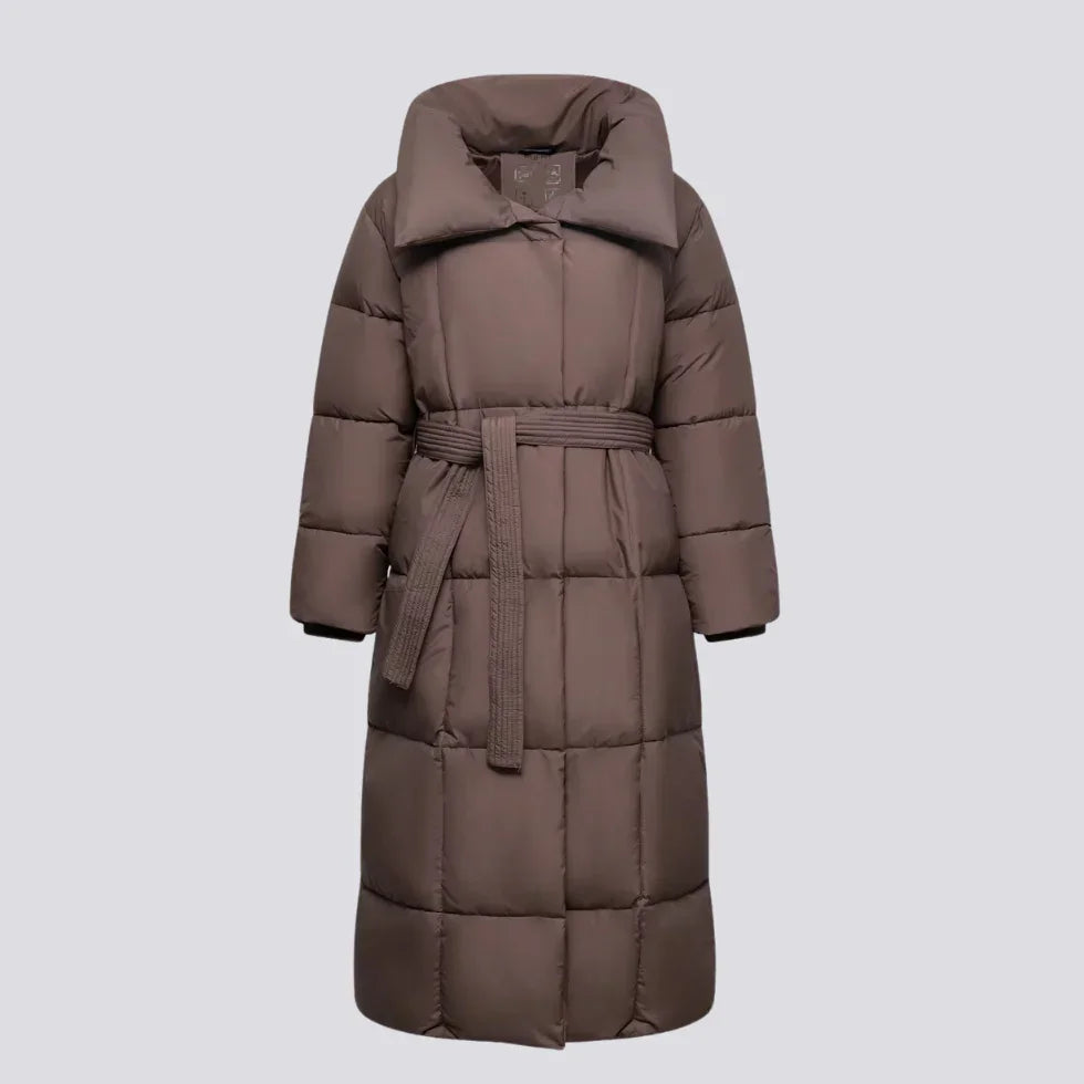 Dames Lange Winterjas Met Riem 5