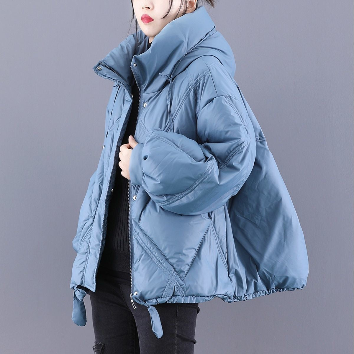 Dames Lange Winterjas met Capuchon en Ritssluiting 4