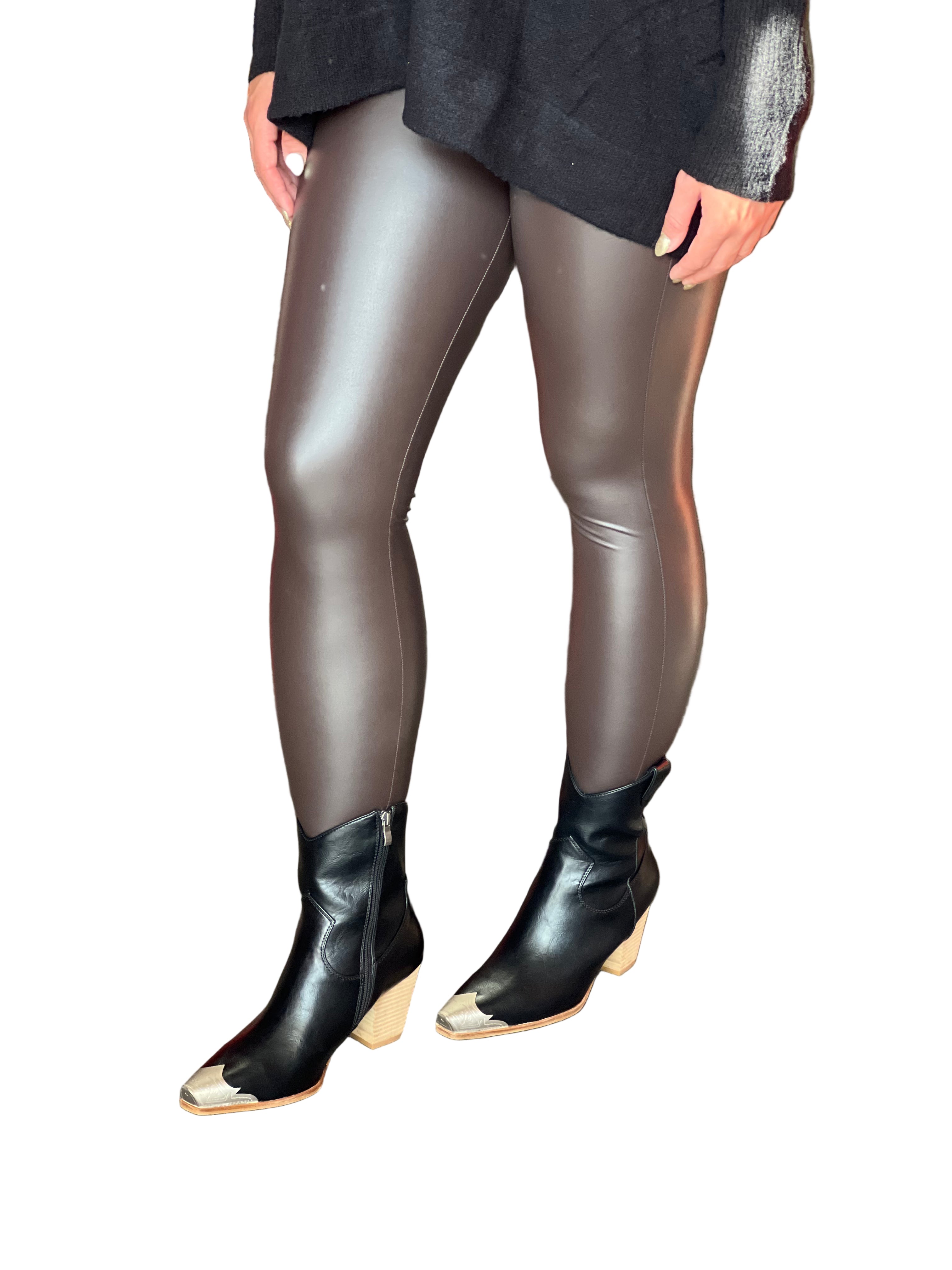 Dames Leggings Faux Leer Chocolade 0
