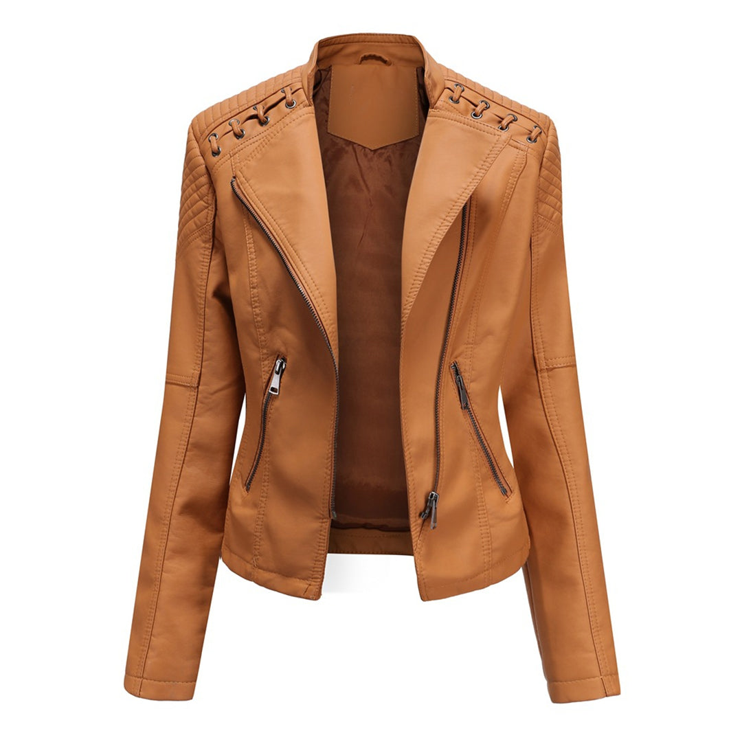 Dames Leren Jas Met Moderne Pasvorm 2