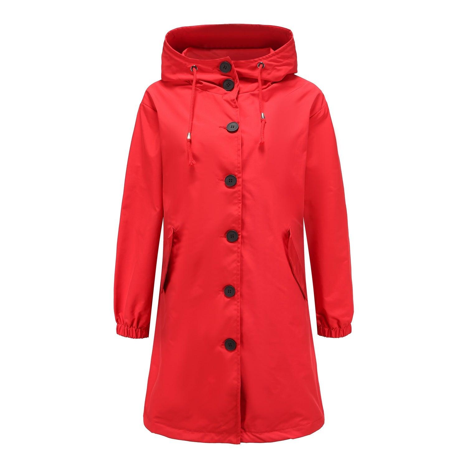 Dames Lichtgewicht Waterdichte Hooded Regenjas 7