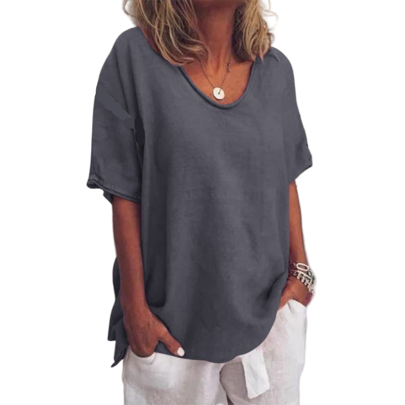 Dames Losvallende Top Ronde Hals Casual Stijl 0