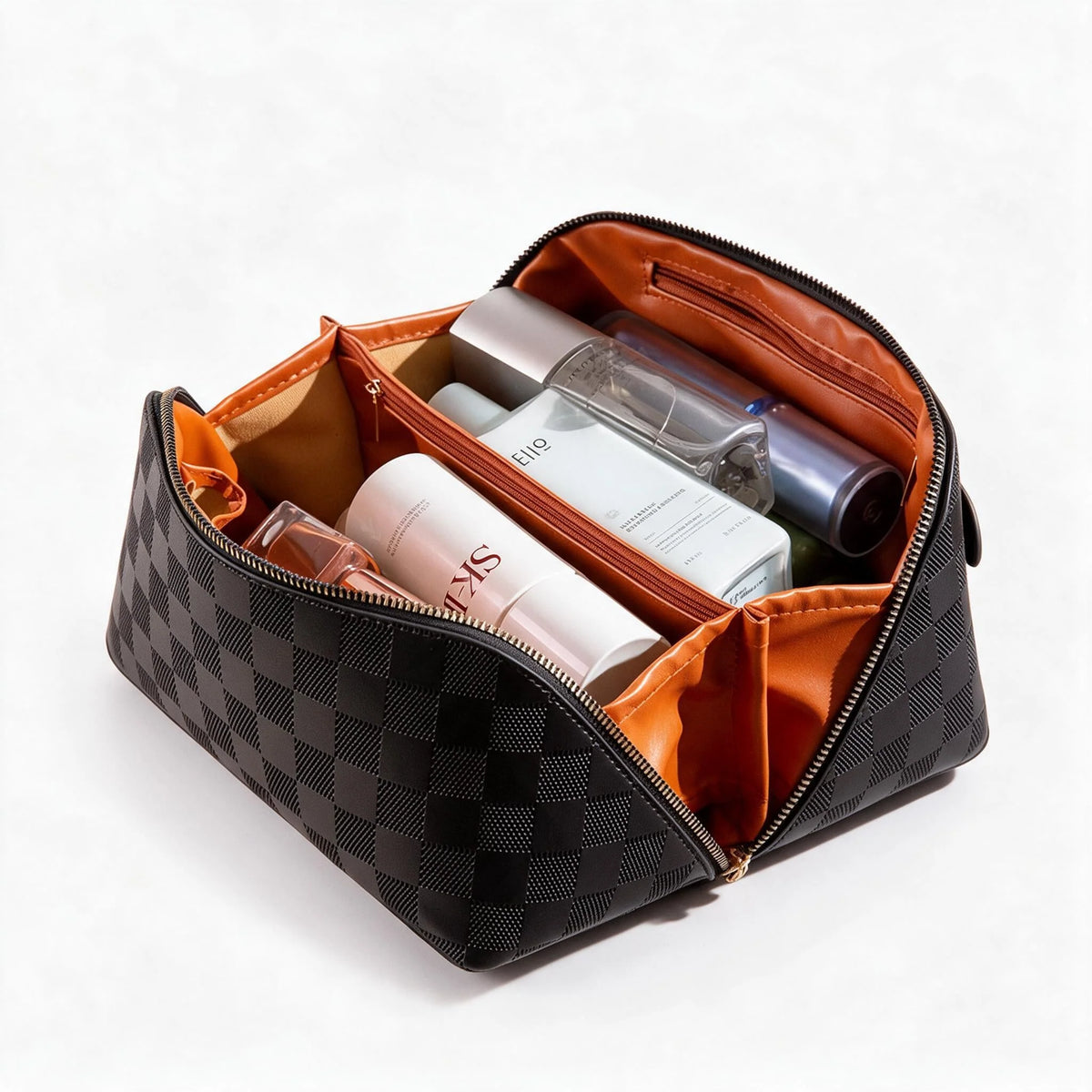 Dames Make-up Tasje Ruitpatroon Met Draaghandvat 3