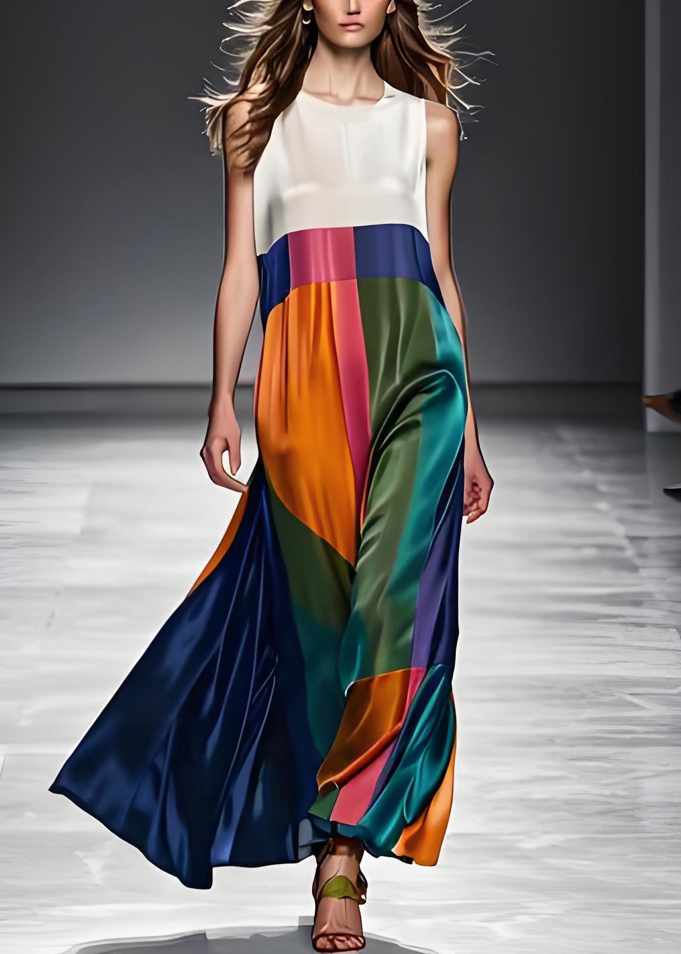 Dames Maxi-jurk Boho Colorblock Mouwloos 1