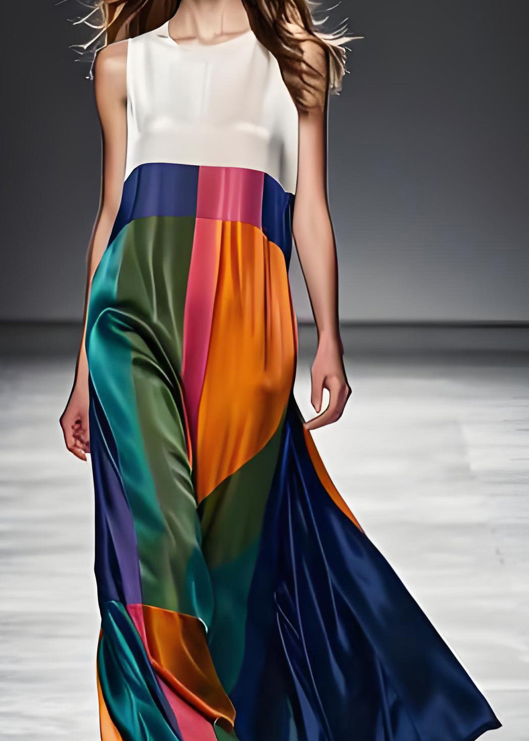Dames Maxi-jurk Boho Colorblock Mouwloos 2