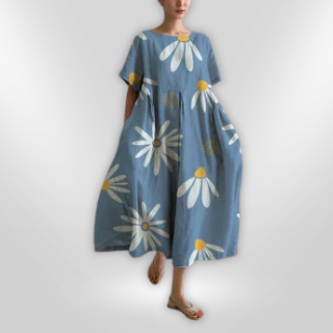 Dames Maxi Jurk Bloemenpatroon Zacht Katoen voor Zomer 12