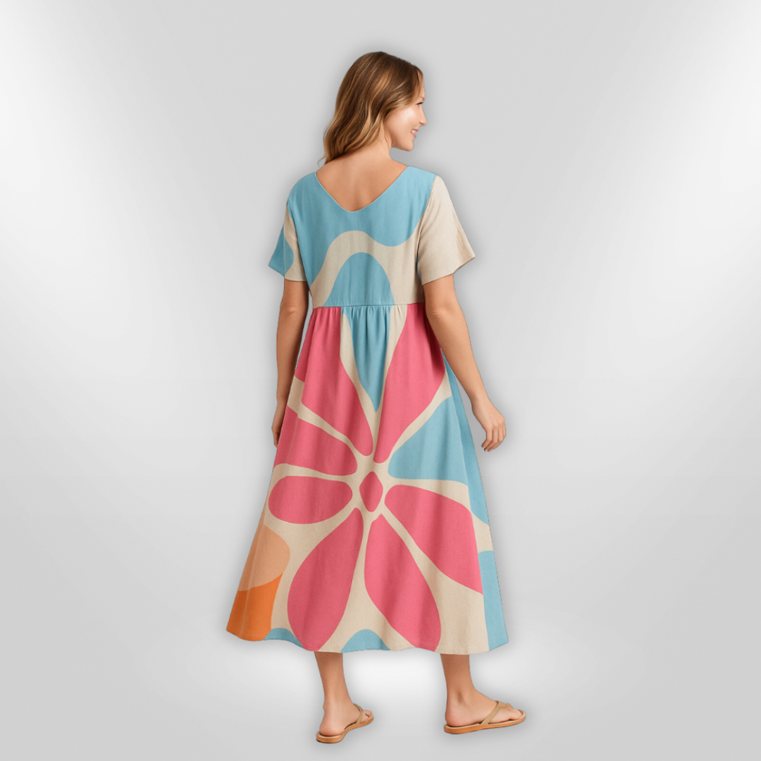 Dames Maxi Jurk Bloemenpatroon Zacht Katoen voor Zomer 2