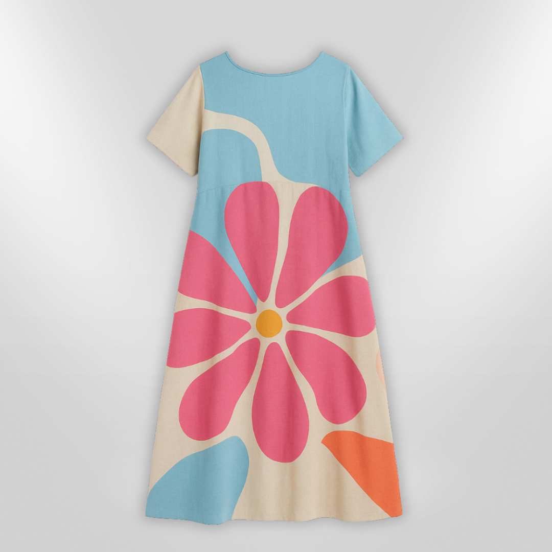 Dames Maxi Jurk Bloemenpatroon Zacht Katoen voor Zomer 3