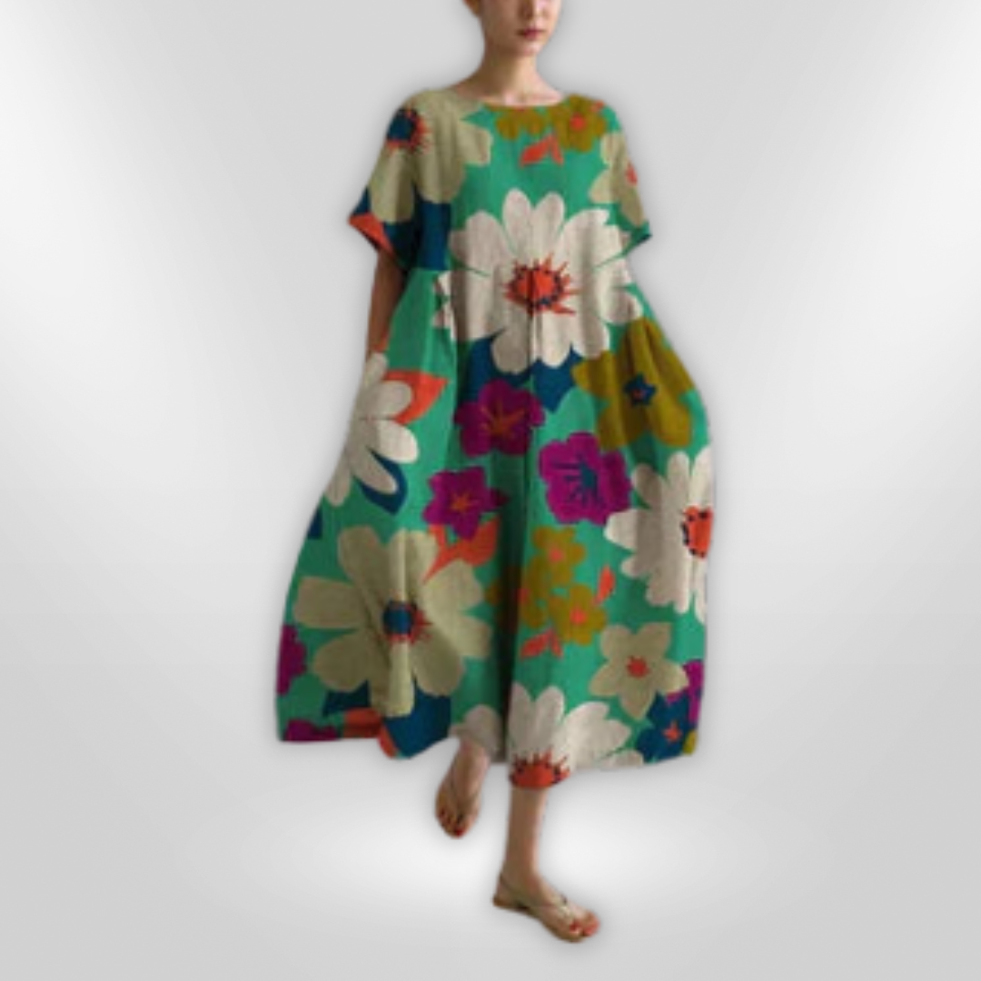Dames Maxi Jurk Bloemenpatroon Zacht Katoen voor Zomer 9