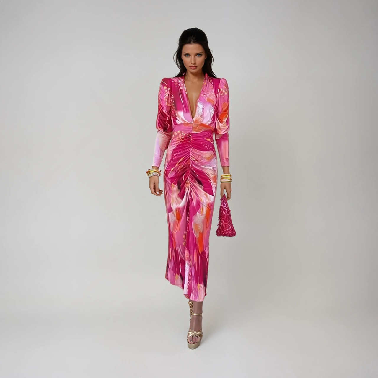 Dames Maxi Jurk Elegante Stijl Zachte Stof Vloeiende Maxi-Lengte 3