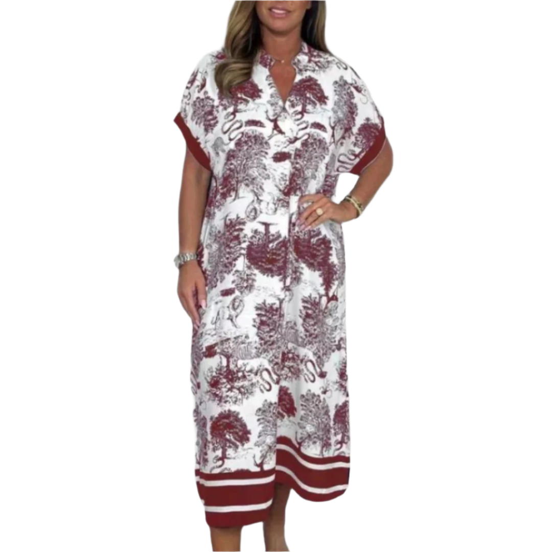 Dames Maxi Jurk Natuurlijke Print Ademend Voor Zomer 0