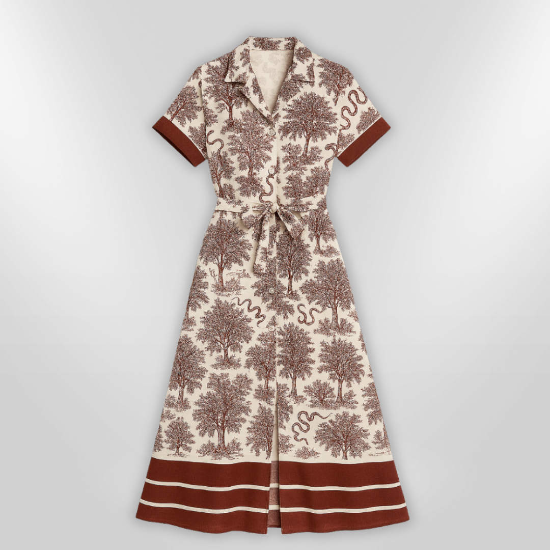 Dames Maxi Jurk Natuurlijke Print Ademend Voor Zomer 3