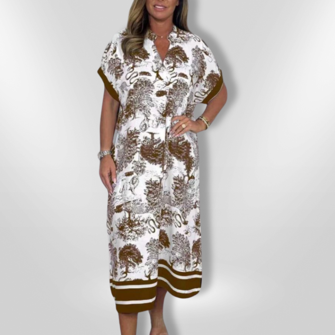 Dames Maxi Jurk Natuurlijke Print Ademend Voor Zomer 6