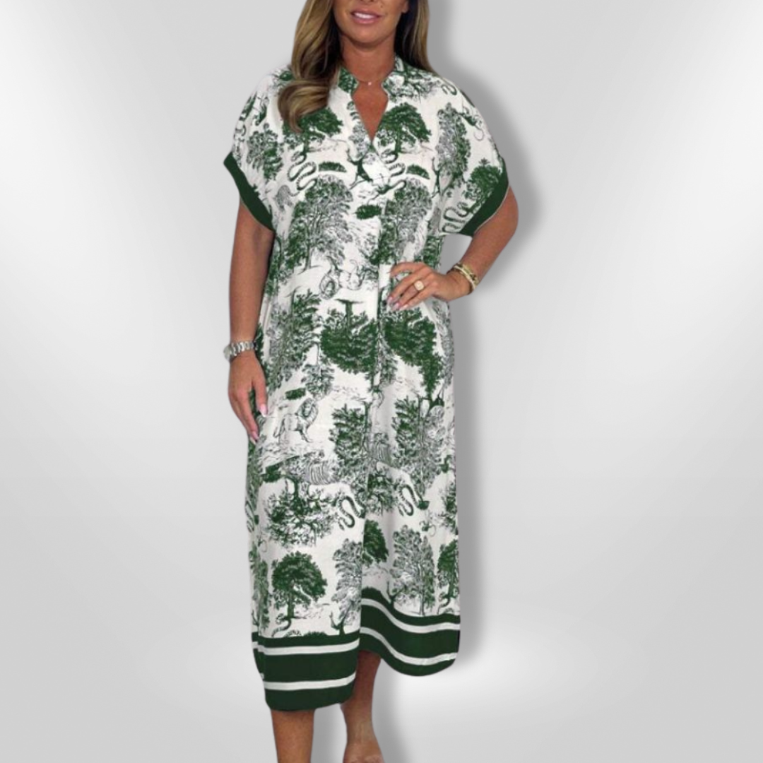 Dames Maxi Jurk Natuurlijke Print Ademend Voor Zomer 8