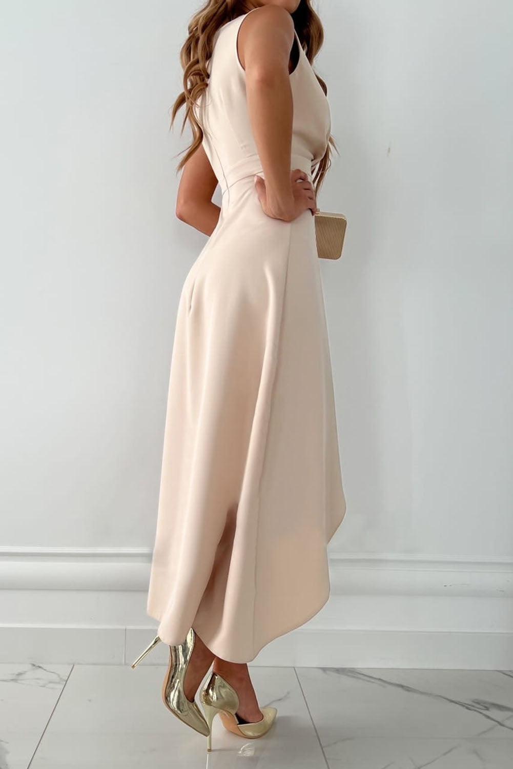 Dames Maxi Jurk V-Hals Asymmetrische Zoom voor Zomer Events 1