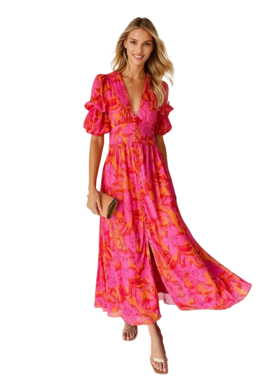Dames Maxi Jurk Vloeiende Stijl Zachte Stof voor Zomer 0