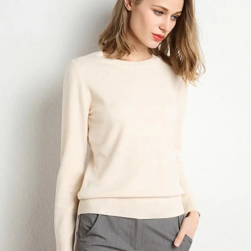 Dames Merino Wol Trui O-Hals Pullover Lange Mouwen 2