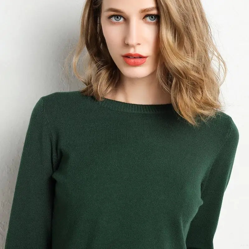Dames Merino Wol Trui O-Hals Pullover Lange Mouwen 4