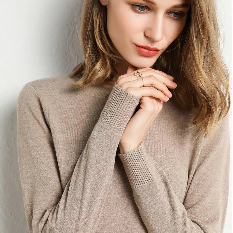 Dames Merino Wol Trui O-Hals Pullover Lange Mouwen 5