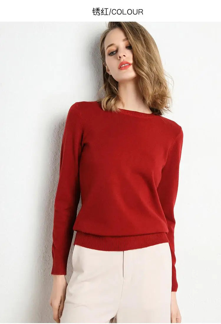 Dames Merino Wol Trui O-Hals Pullover Lange Mouwen 7