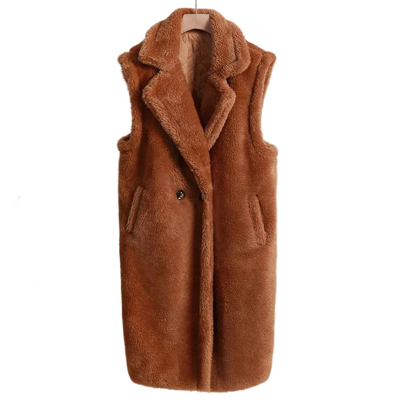 Dames Mid-Length Mouwloos Jasje met Oversized Pasvorm 1