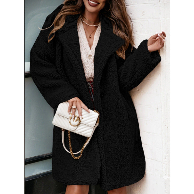 Dames Mid Length Casual Coat Met Oversized Pasvorm 2