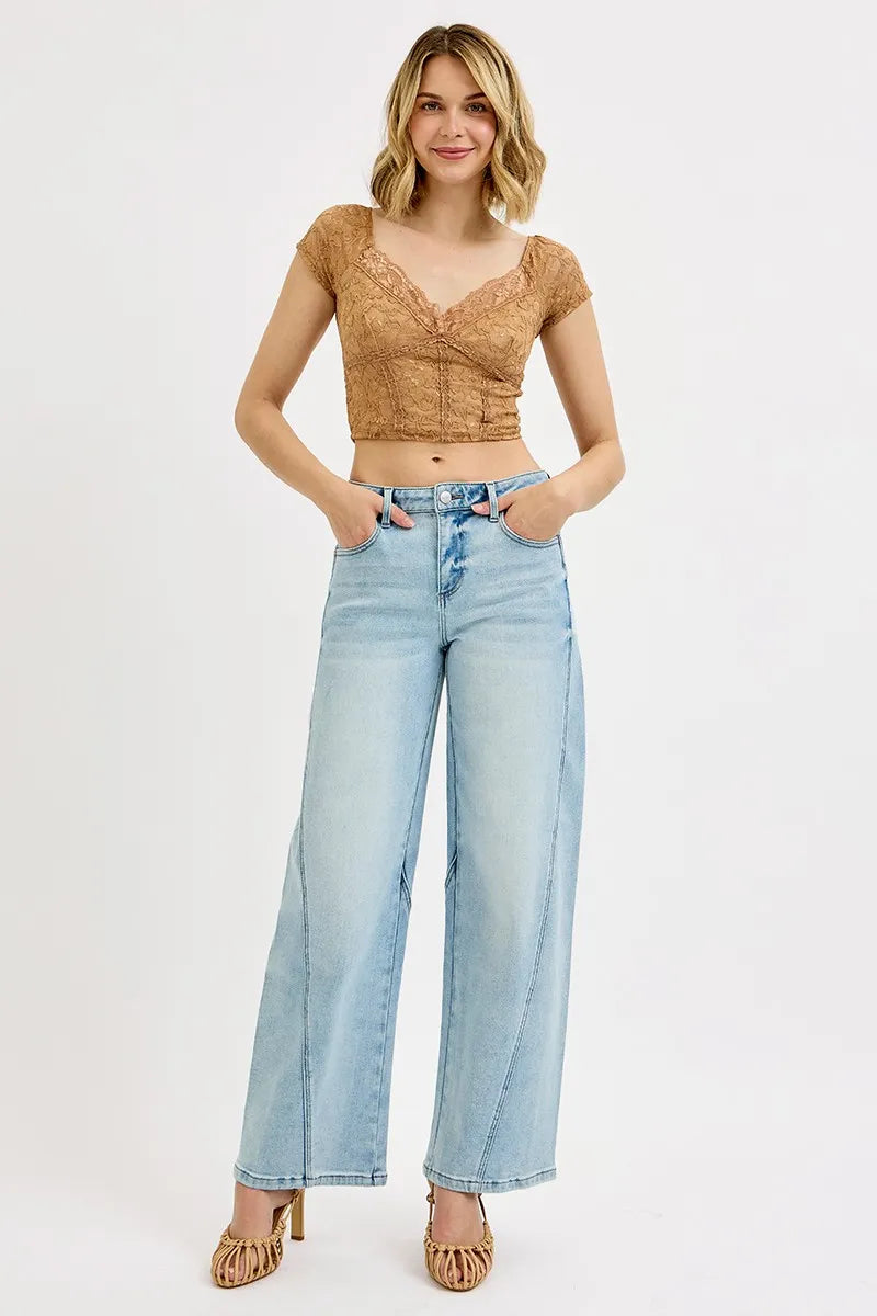 Dames Mid Rise Barrel Jeans Met Klassieke Pasvorm 1
