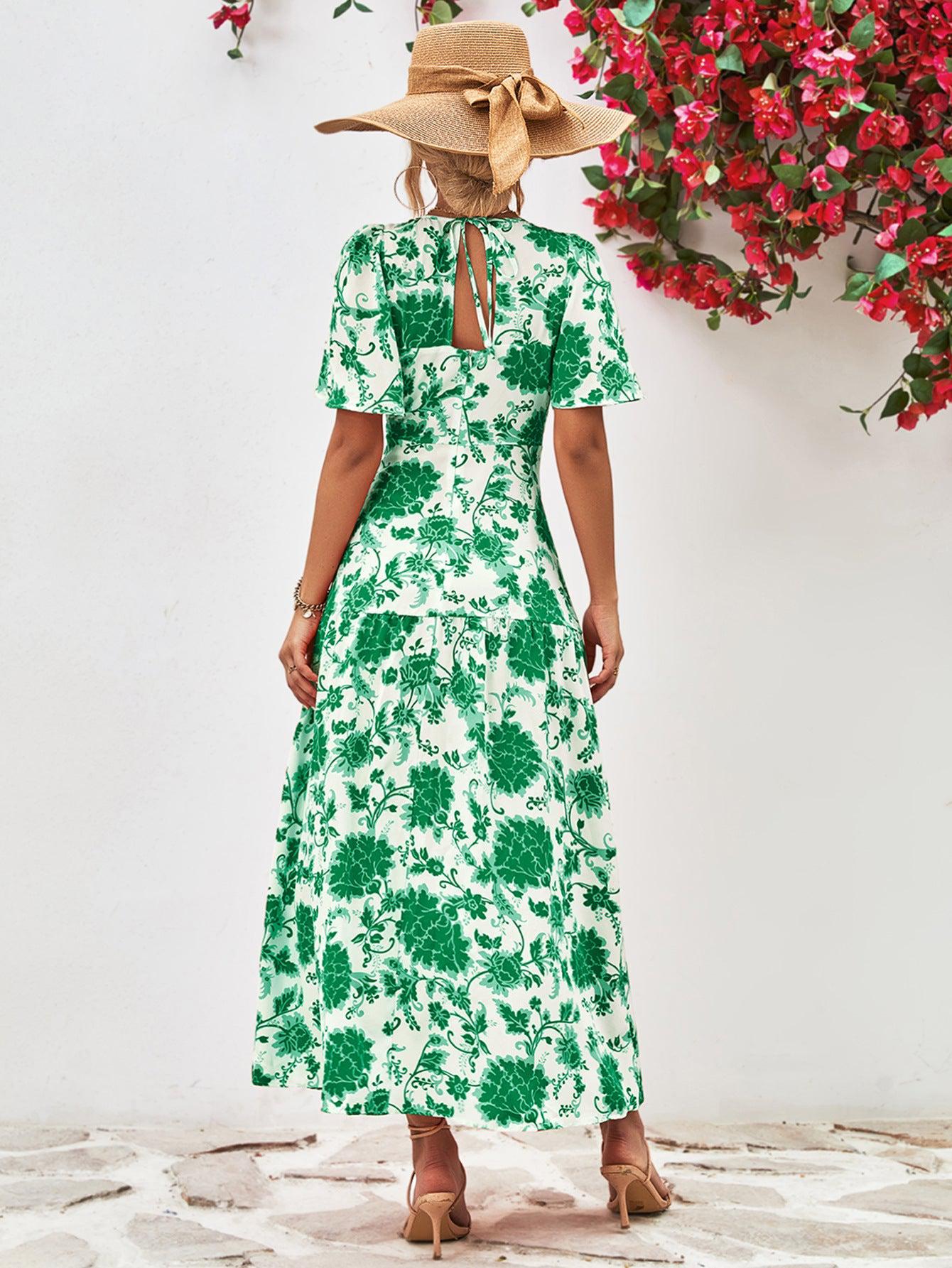 Dames Midi Jurk Bloemenprint Ronde Hals A-Lijn Polyester 1