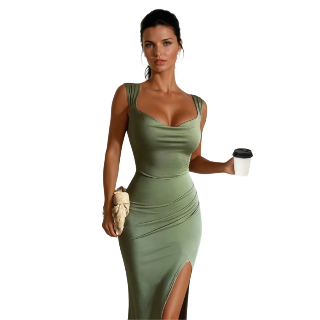Dames Midi Jurk Elegante Stijl Polyester met Strikdetail 0