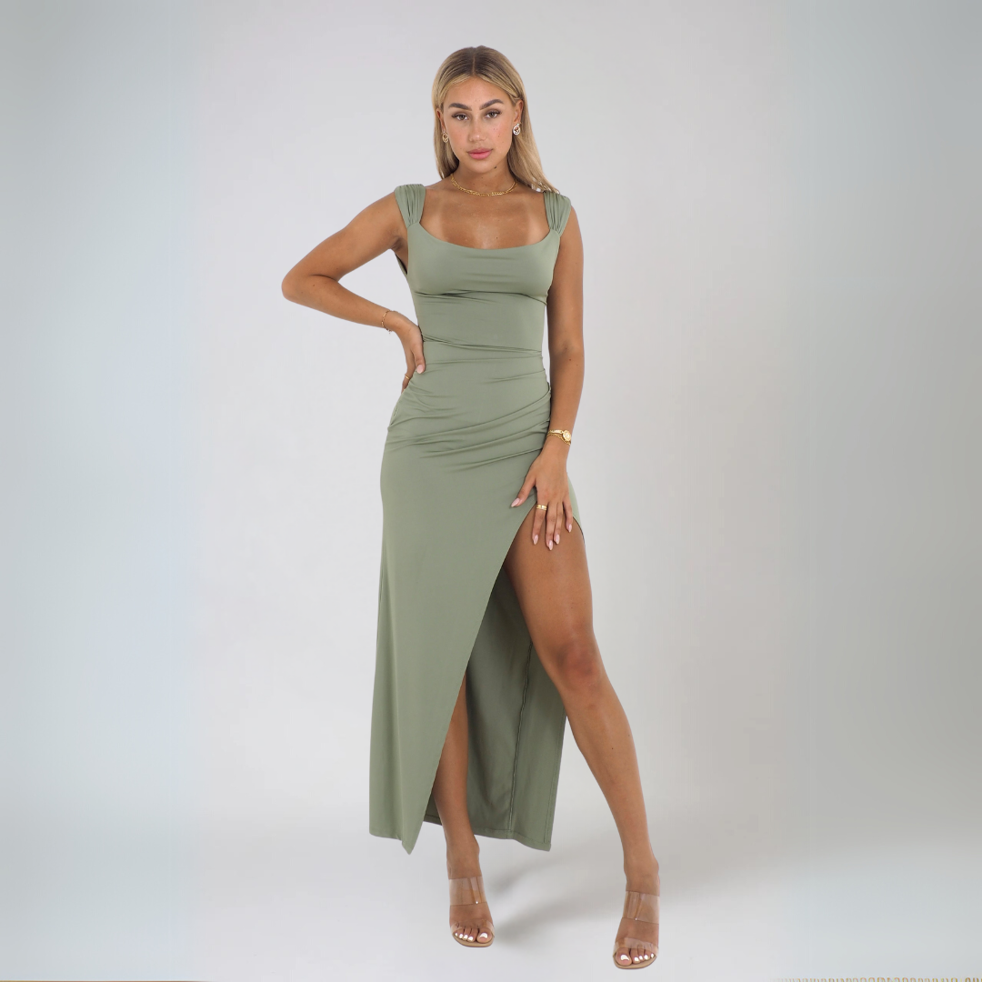 Dames Midi Jurk Elegante Stijl Polyester met Strikdetail 1