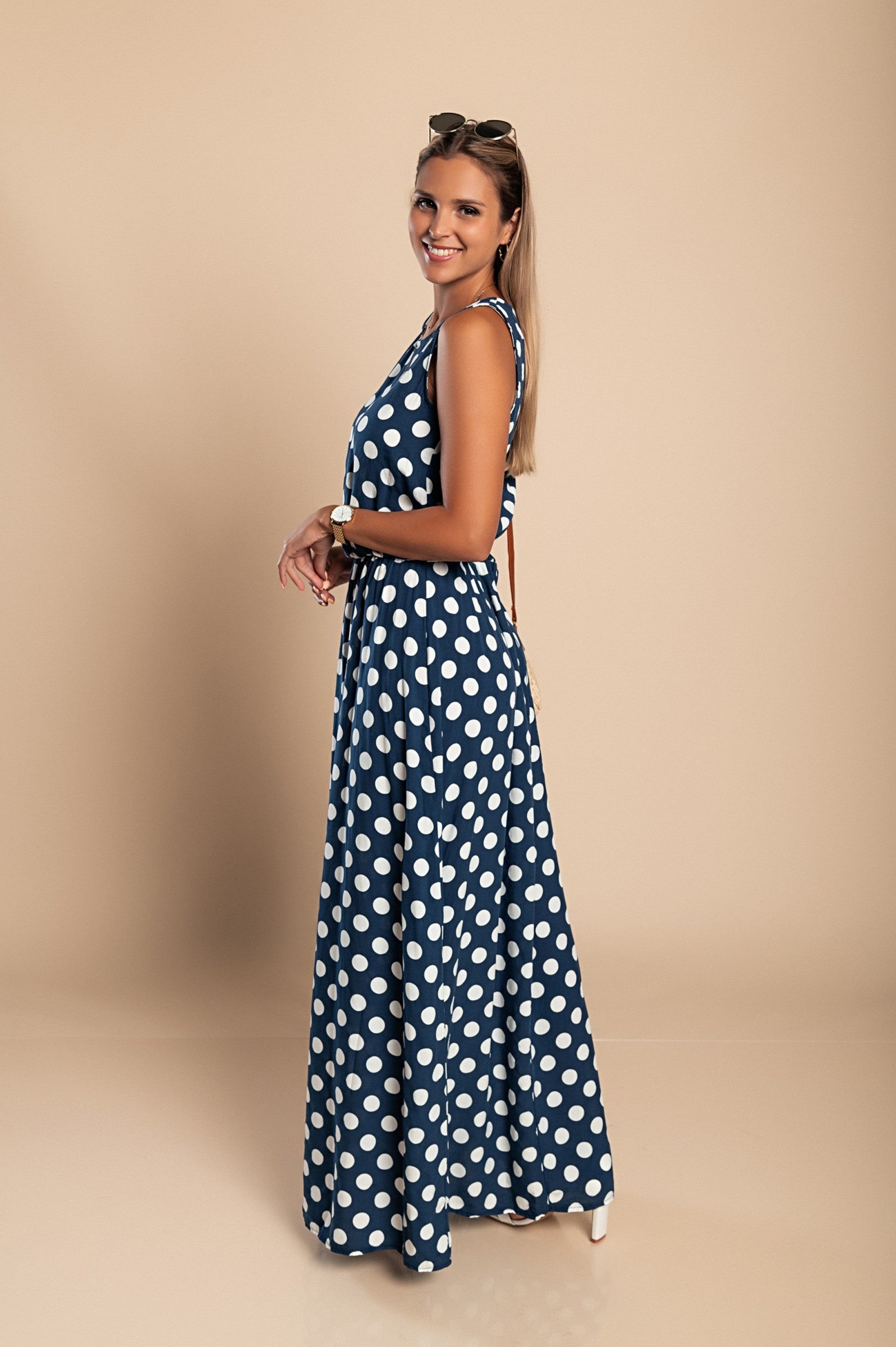 Dames Midi Jurk Polka Dot Tijdloos Lichtgewicht Stof 2