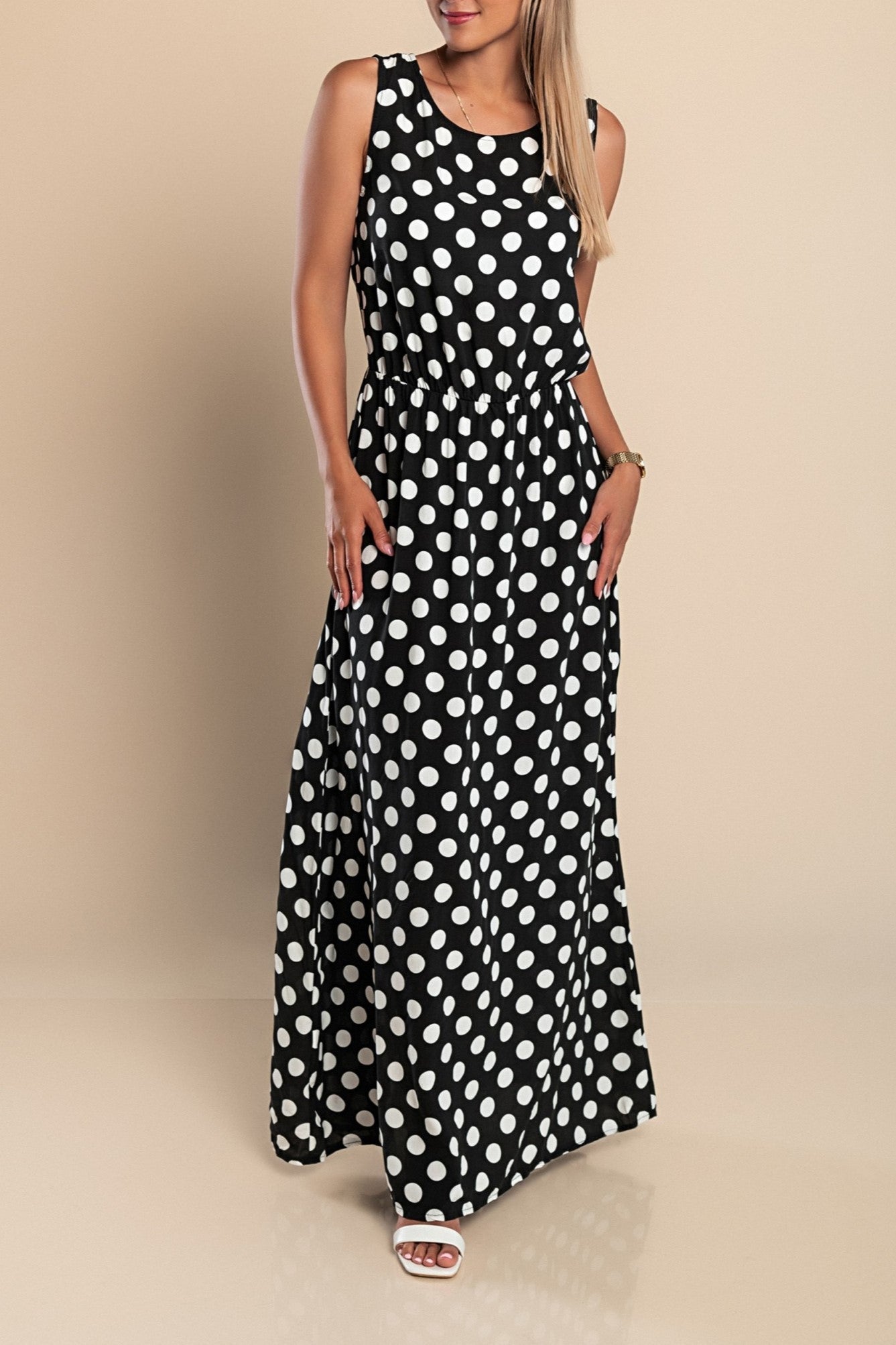 Dames Midi Jurk Polka Dot Tijdloos Lichtgewicht Stof 9