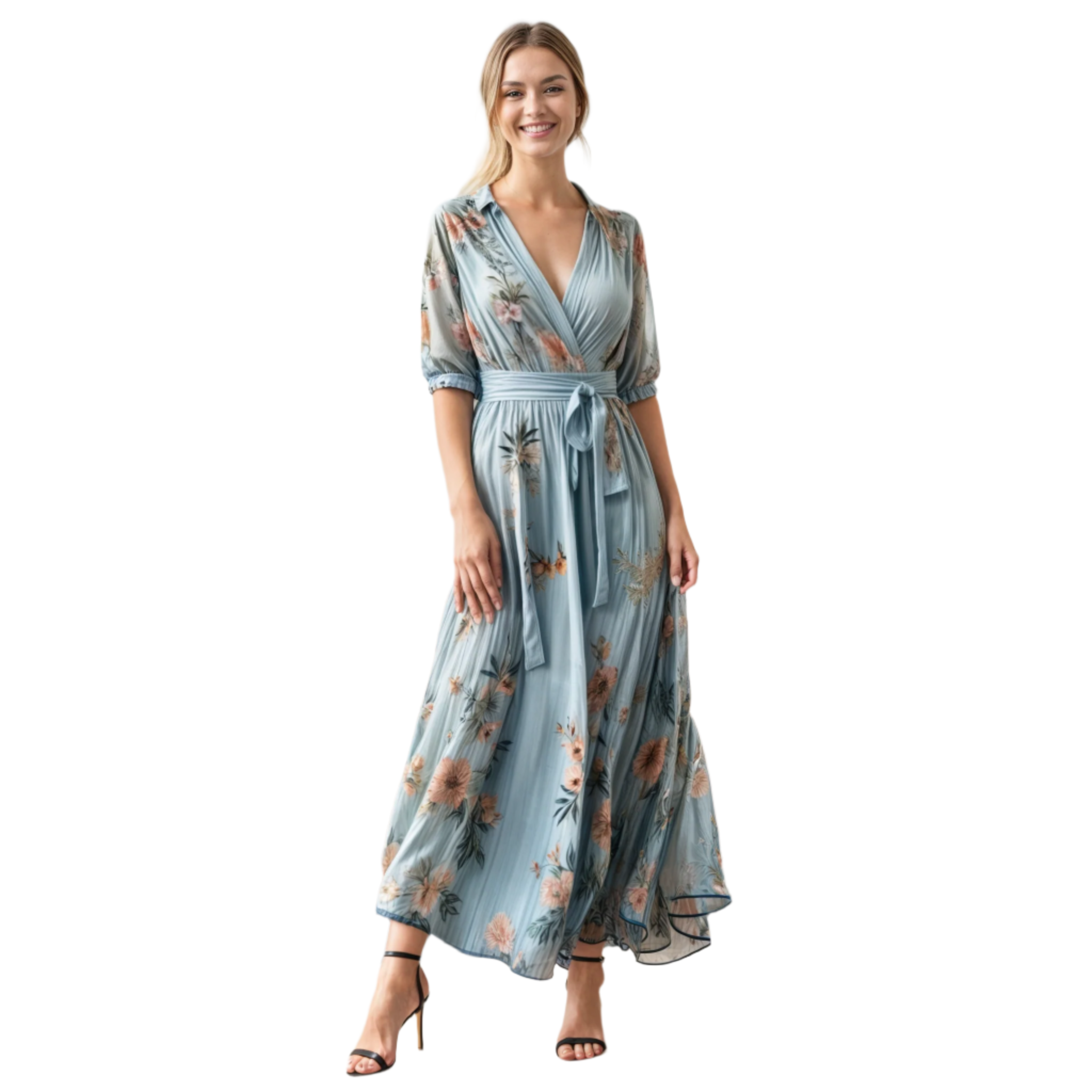 Dames Midi Jurk V-Hals Elegante Stijl 0