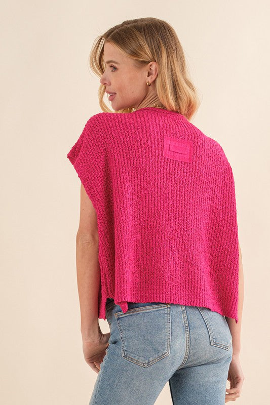 Dames Mouwloze Trui Fuchsia 2