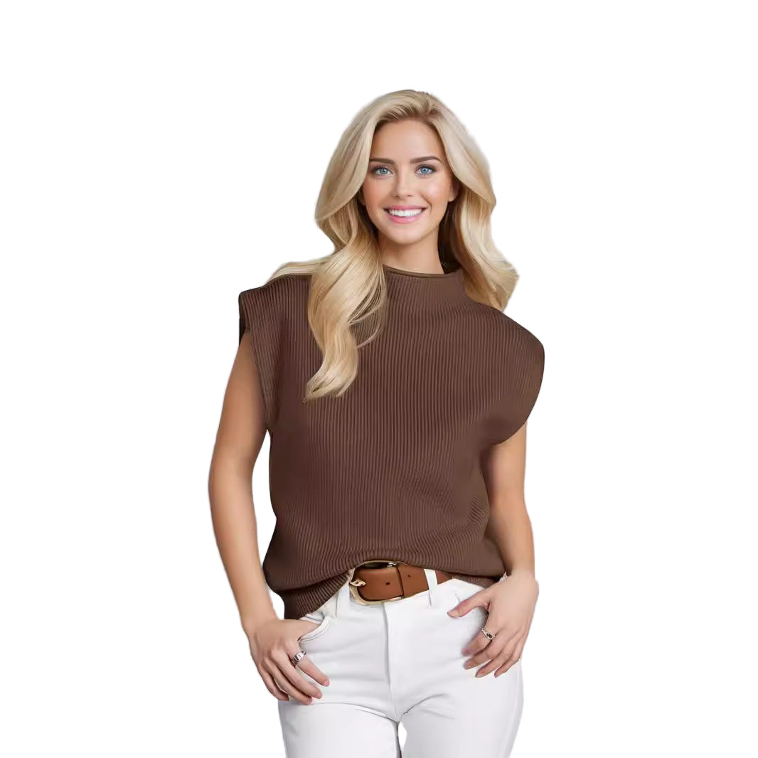 Dames Mouwloze Turtleneck Trui Ribgebreid voor Casual en Zakelijke Looks 5