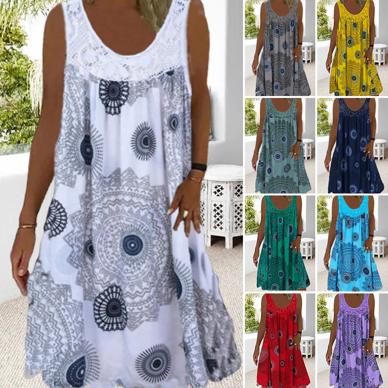 Dames Mouwloze Zomerjurk Met Speelse Print 1