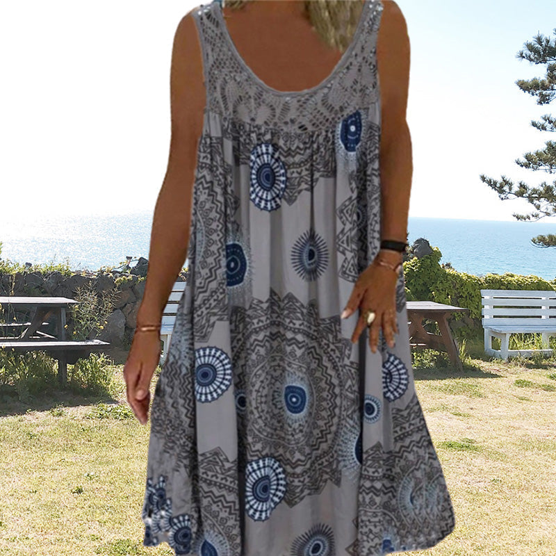 Dames Mouwloze Zomerjurk Met Speelse Print 3