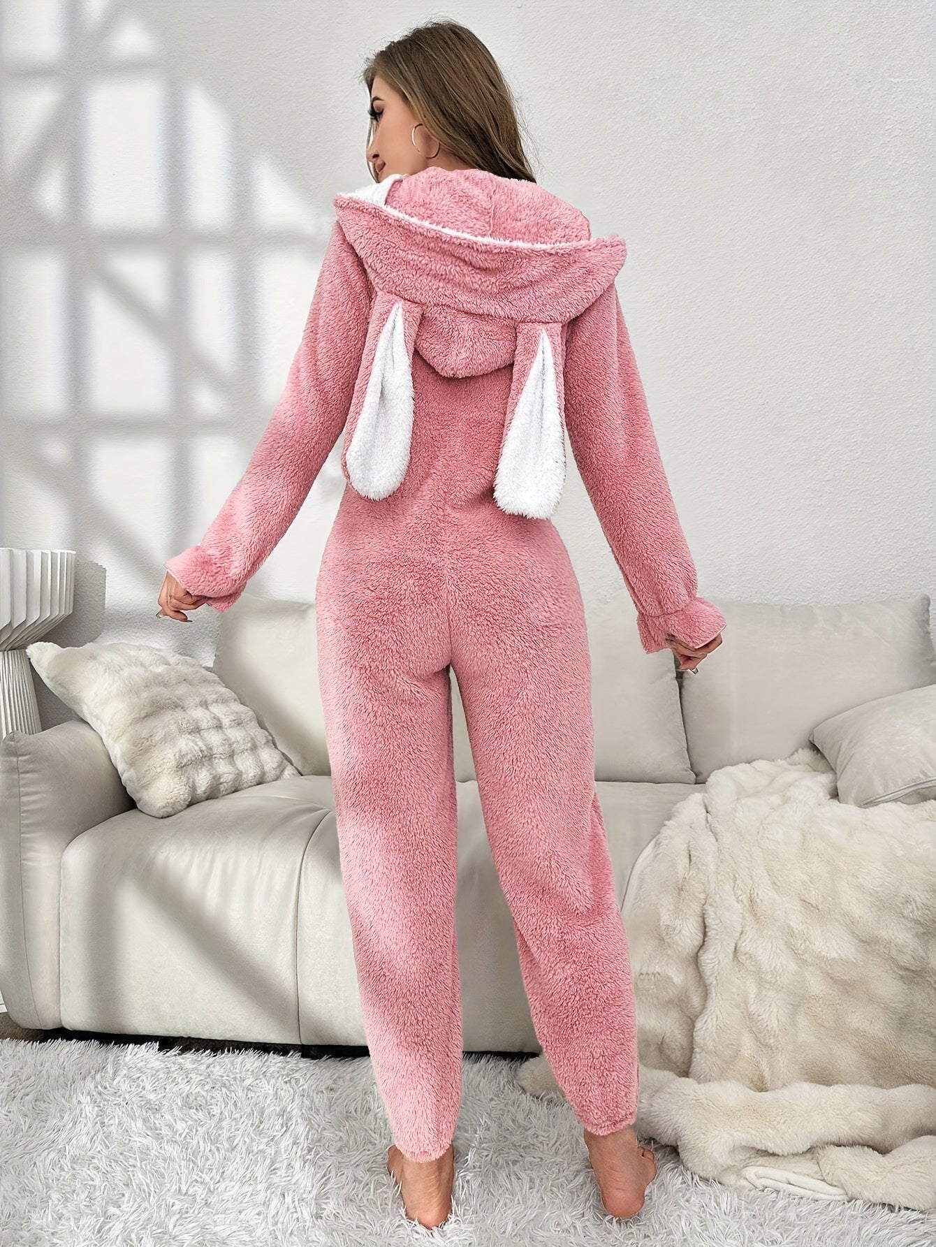 Dames Onesie met Capuchon en Konijnenoren voor Comfortabele Avonden 6