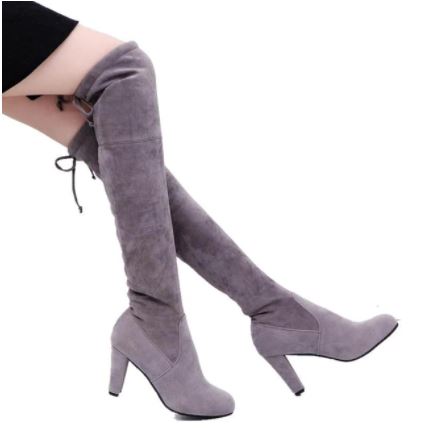 Dames Over-de-Knie Laarzen Met Verstelbaar Koord Trendy Design 6