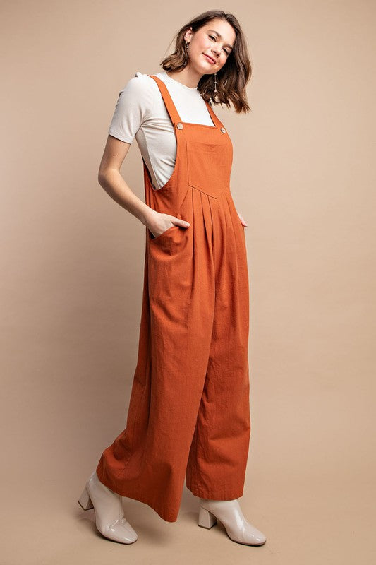 Dames Overall met Pintuck Detail en Zak in Rust 2