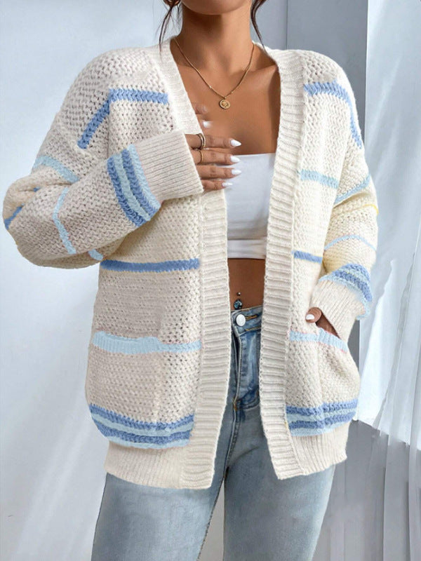 Dames Oversized Cardigan Met Gestreept Ontwerp 2