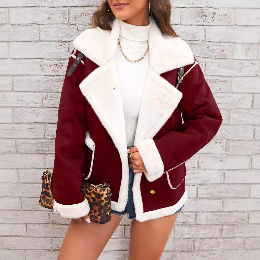 Dames Oversized Faux Fur Jacket Suede Look 3