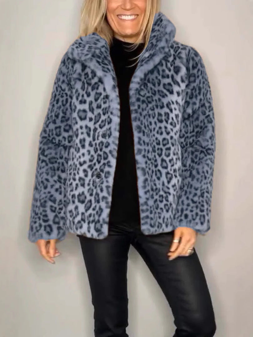 Dames Oversized Faux Fur Jas met Luipaardprint 5
