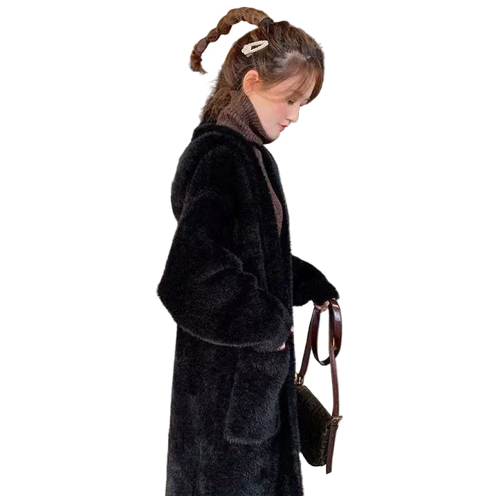 Dames Oversized Gebreide Cardigan met Capuchon 0