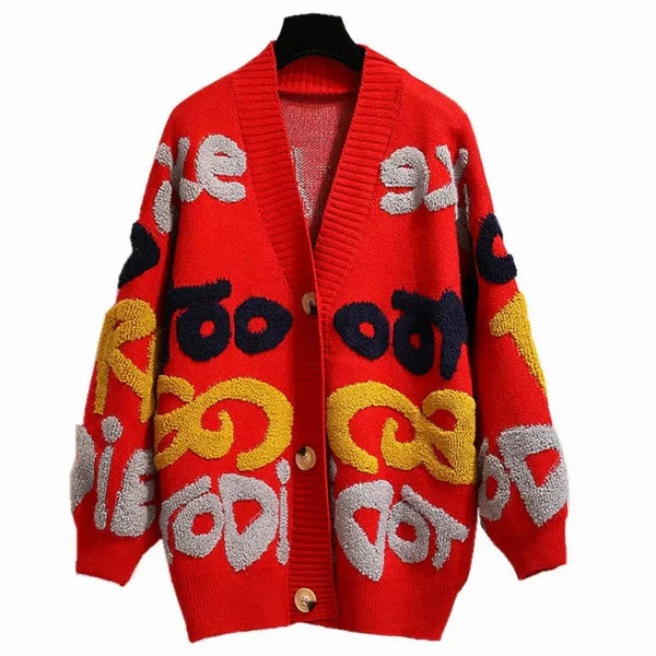 Dames Oversized Gebreide Cardigan met Knopen 2