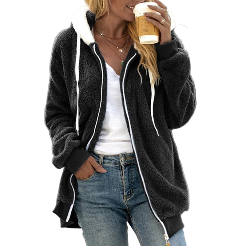 Dames Oversized Hooded Coat van Teddy Fleece 5