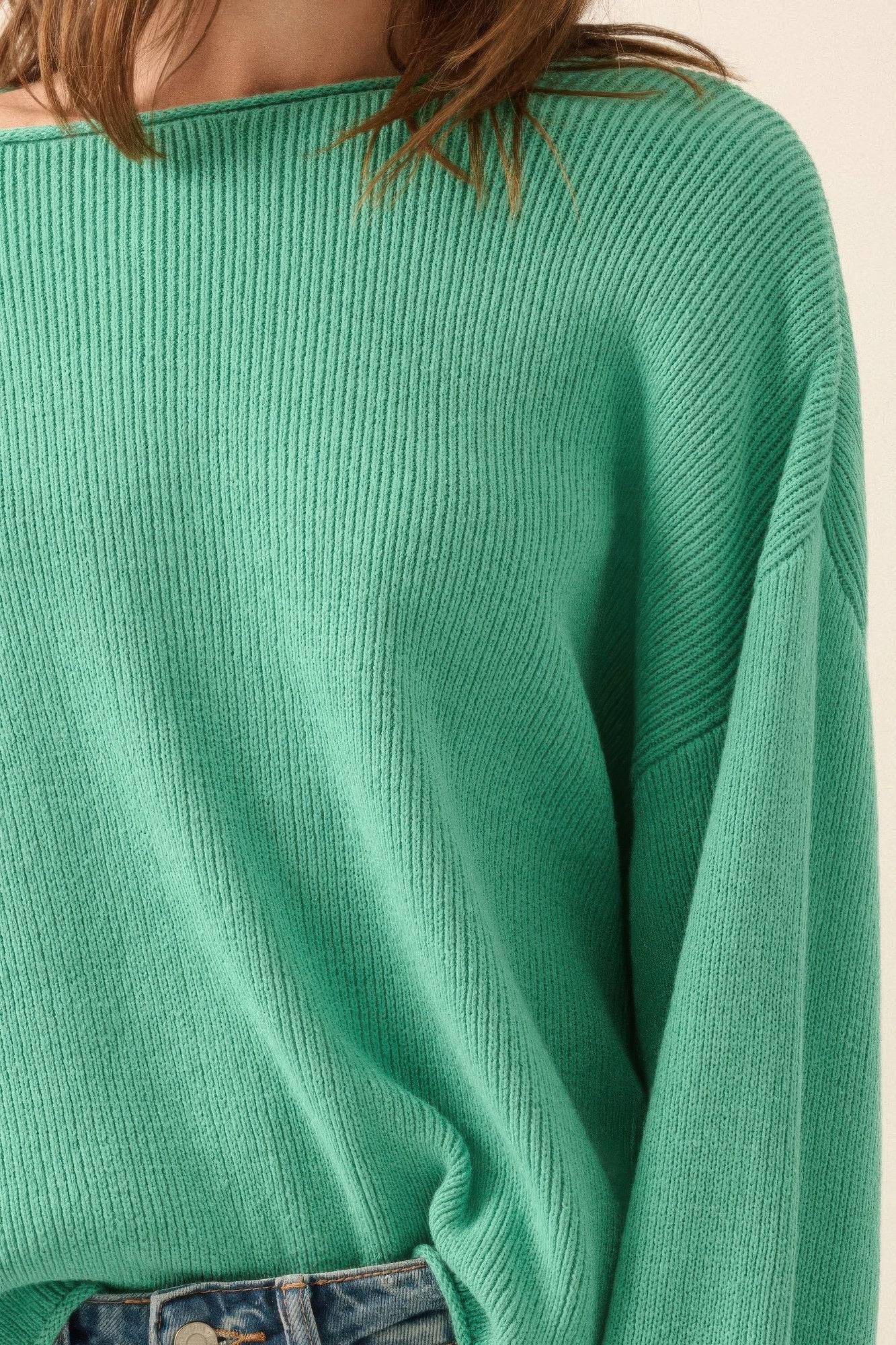 Dames Oversized Trui Boot Hals Ribgebreid Katoenmix 4