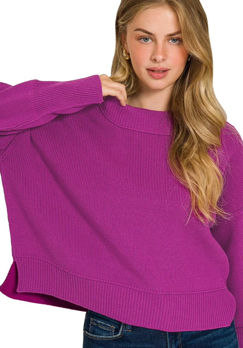 Dames Oversized Trui Met Brede Halslijn en Drop Shoulder 1