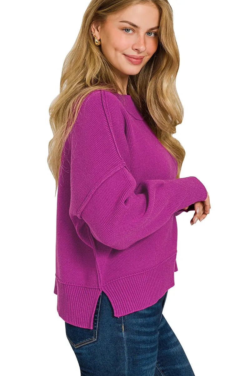 Dames Oversized Trui Met Brede Halslijn en Drop Shoulder 2